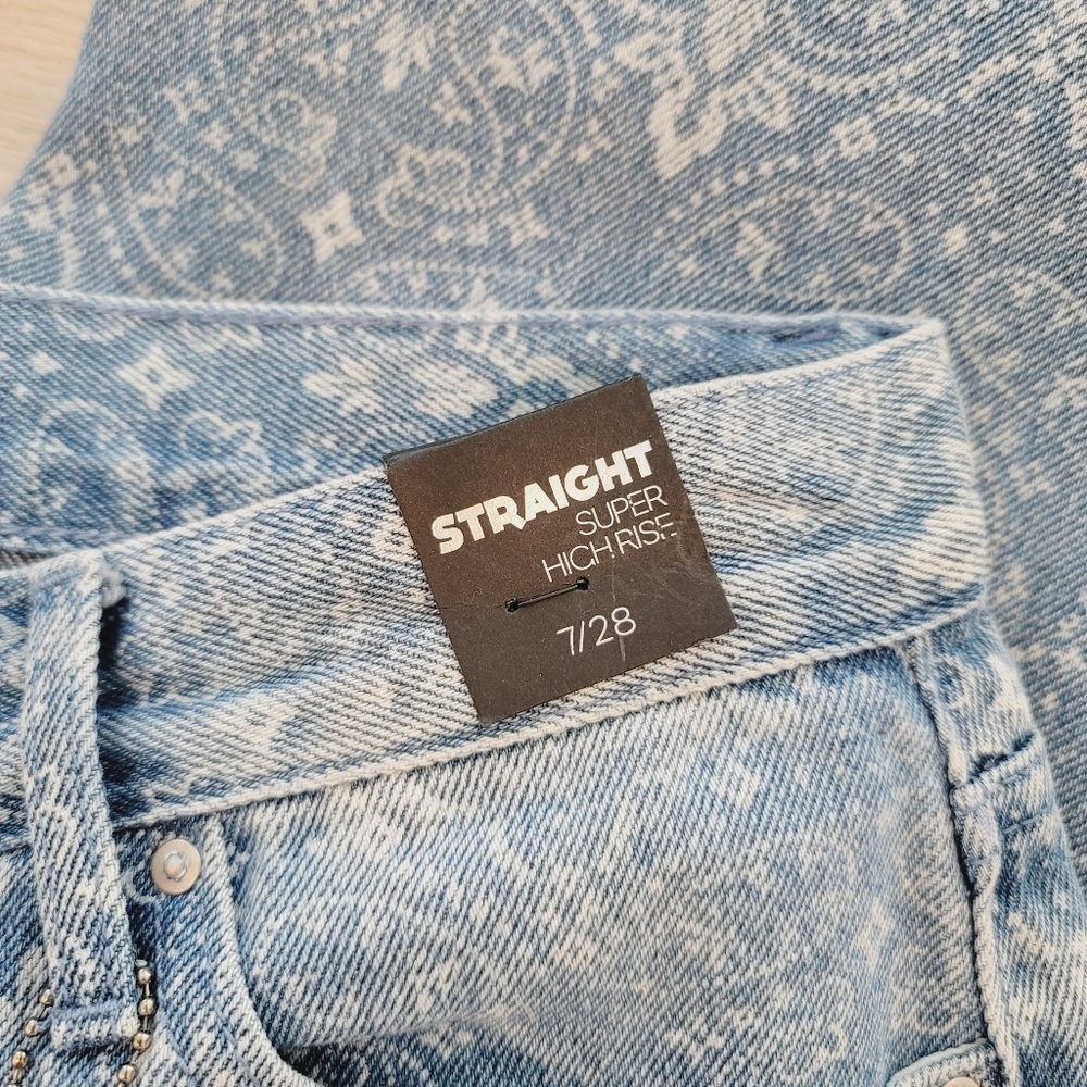 NWT Simple Society Super High Rise Straight Denim Jeans Women's Size 7/28 - Picture 12 of 13